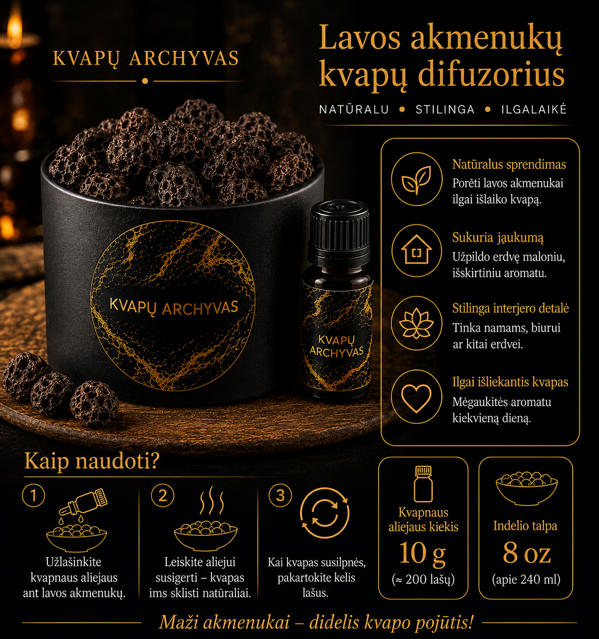 Kaip naudoti lavos akmenukus